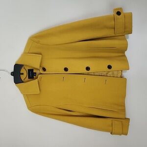 Lands End wool cashmere blend winter pea coat golden yellow womens 6 petite